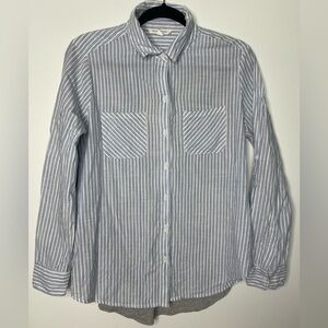 Beachlunchlounge classic stripes mix media blouse